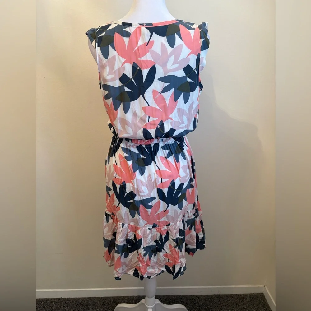 XS Loft Floral Flutter Sleeve Belted Dress New